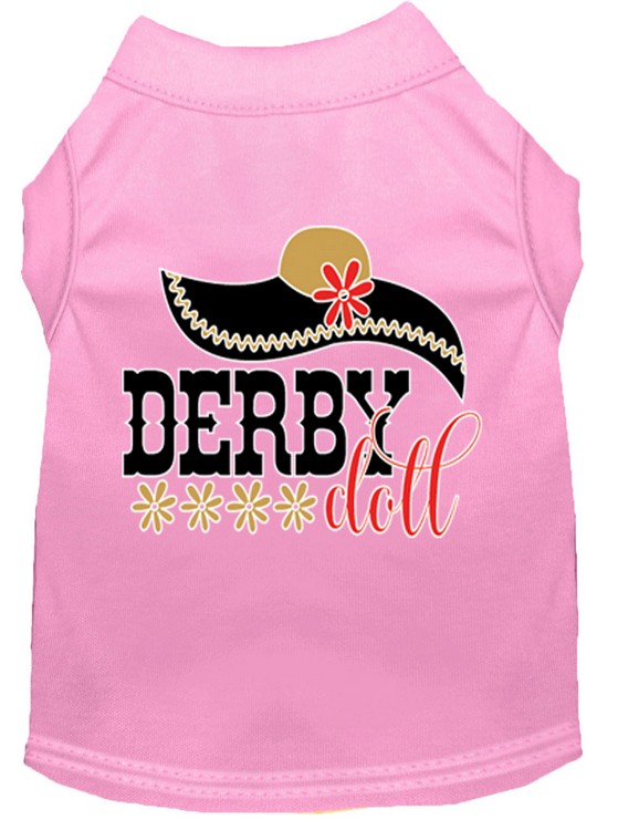 Derby Doll Screen Print Dog Shirt Light Pink XXL